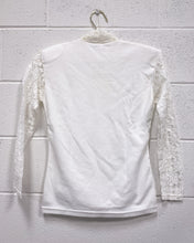 Load image into Gallery viewer, Cream Lace Mock Neck Blouse
