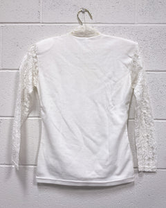 Cream Lace Mock Neck Blouse