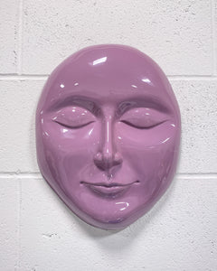 Vintage Large Lavender Plastic  Face Wall Hanging - As Found