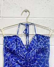 Load image into Gallery viewer, Vintage Blue Leafy Bathing Suit with Skirt
