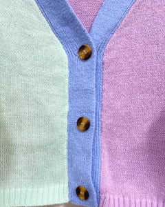 Color Block Cardigan in Pastels (L)