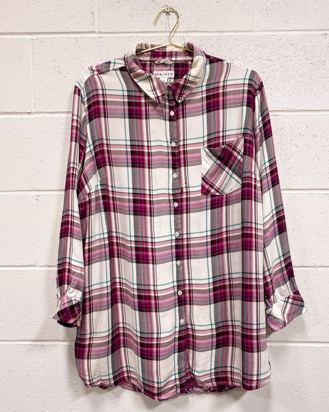 Plaid Ava & Viv Blouse (3X)