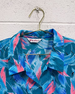 Teal Color Splash Button Up