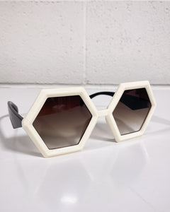 White hexagon Sunglasses