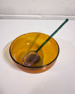 Amber Glass Dessert Bowl and Spoon