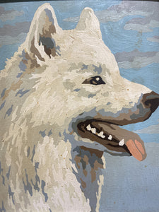 Vintage Painting of a Sweet White Dog