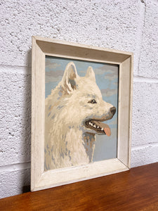 Vintage Painting of a Sweet White Dog