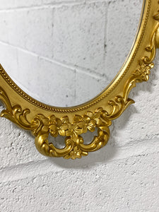 Bright Gold Ovular Ornate Mirror