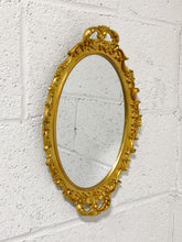 Load image into Gallery viewer, Bright Gold Ovular Ornate Mirror
