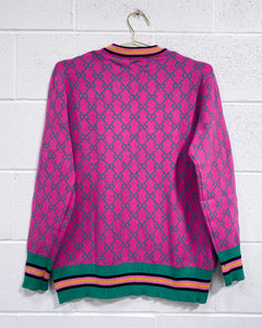 Pink Pullover with Green Chain Motif (XL)