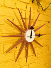 Load image into Gallery viewer, Modern Orange Sunburst Clock
