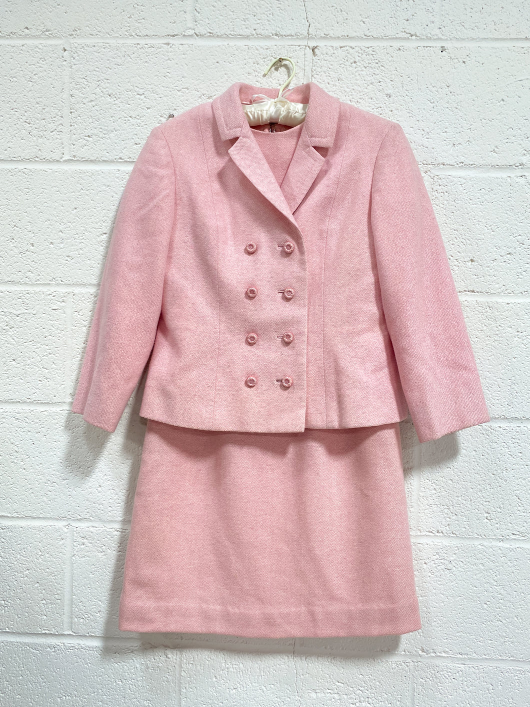 Vintage 2-piece Wool Pink Dress and Waistcoat Set