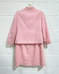 Vintage 2-piece Wool Pink Dress and Waistcoat Set