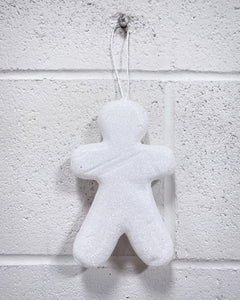 White Glitter Gingerbread Ornament