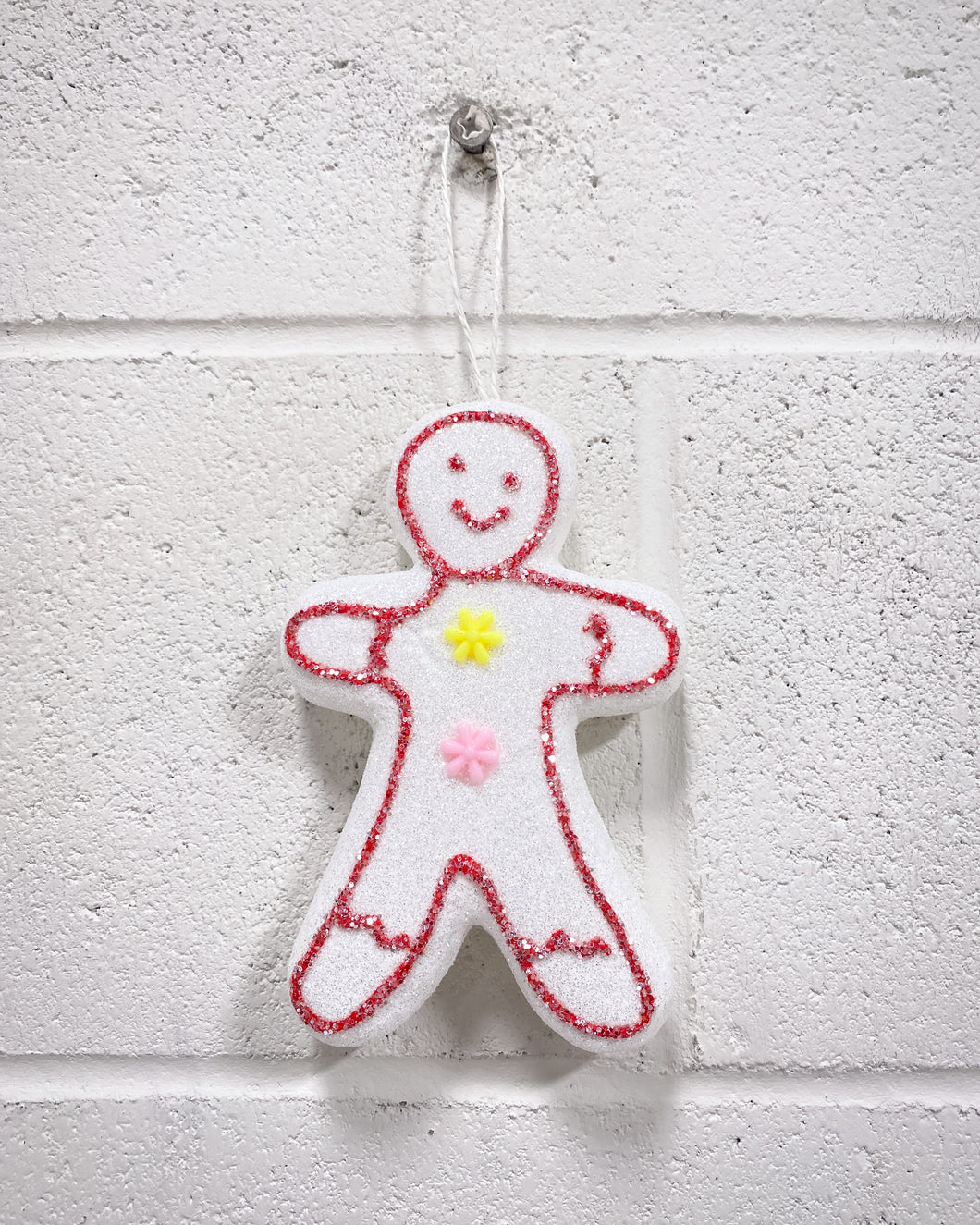 White Glitter Gingerbread Ornament