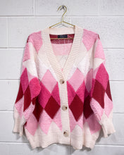 Load image into Gallery viewer, Super Plush Argyle Cardigan in Pinks
