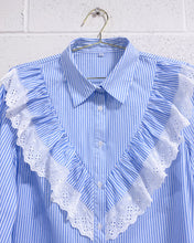 Load image into Gallery viewer, Striped Cotton and Eyelet Blouse (L)
