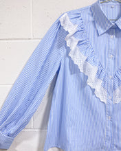 Load image into Gallery viewer, Striped Cotton and Eyelet Blouse (L)
