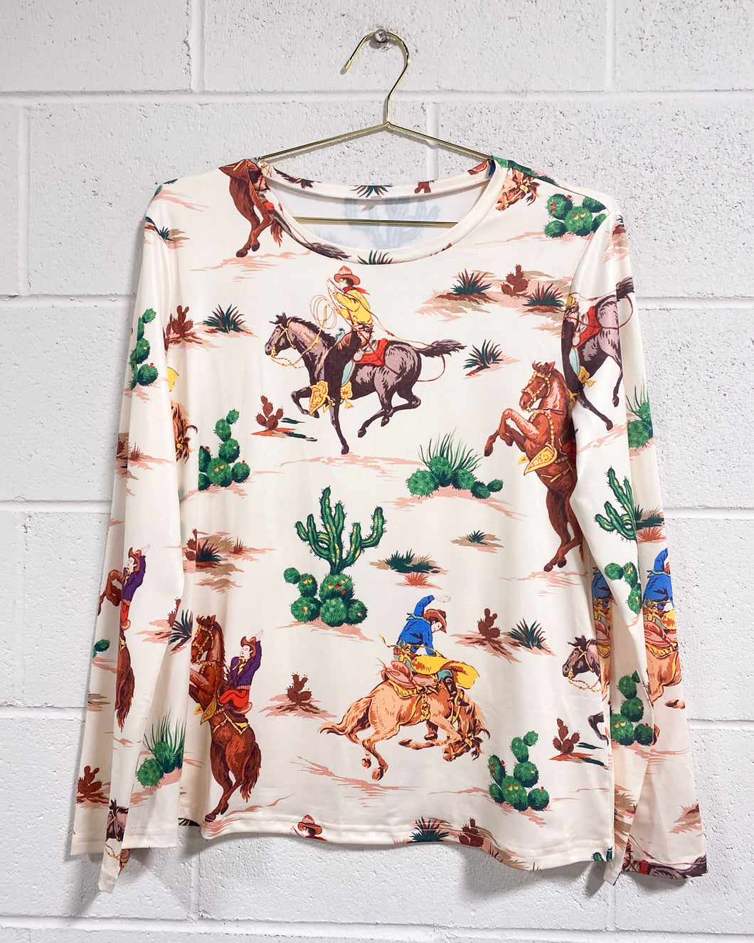 Cowboy and Cactus Blouse (L)