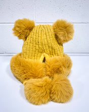 Load image into Gallery viewer, Mustard Furry Beanie with Pom Poms
