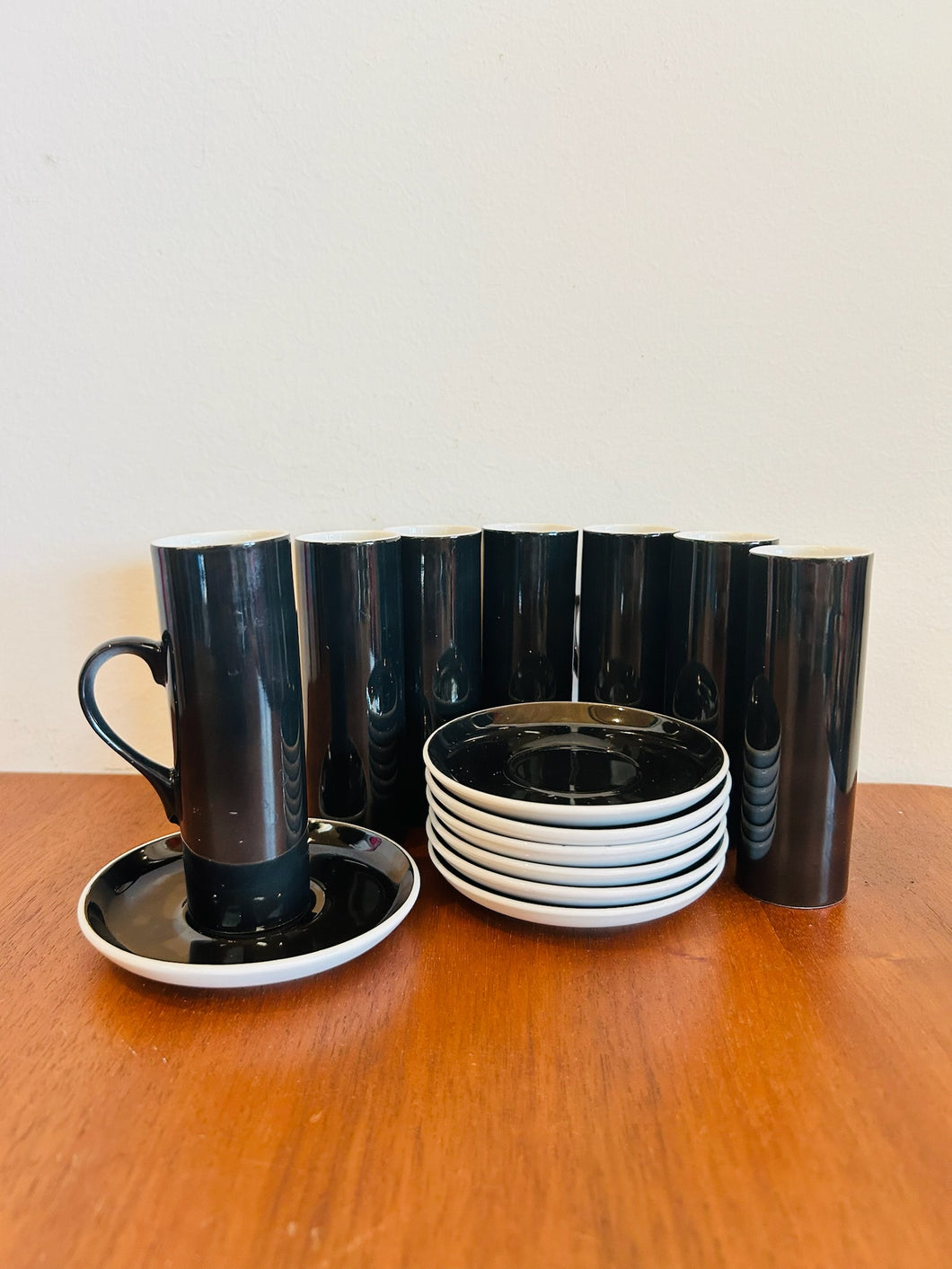 Set of Seven Largardo Tackett Espresso Cup and Saucer