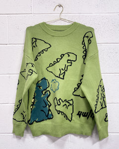 Green Dino Pullover Sweater (XL)”