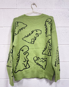 Green Dino Pullover Sweater (XL)”