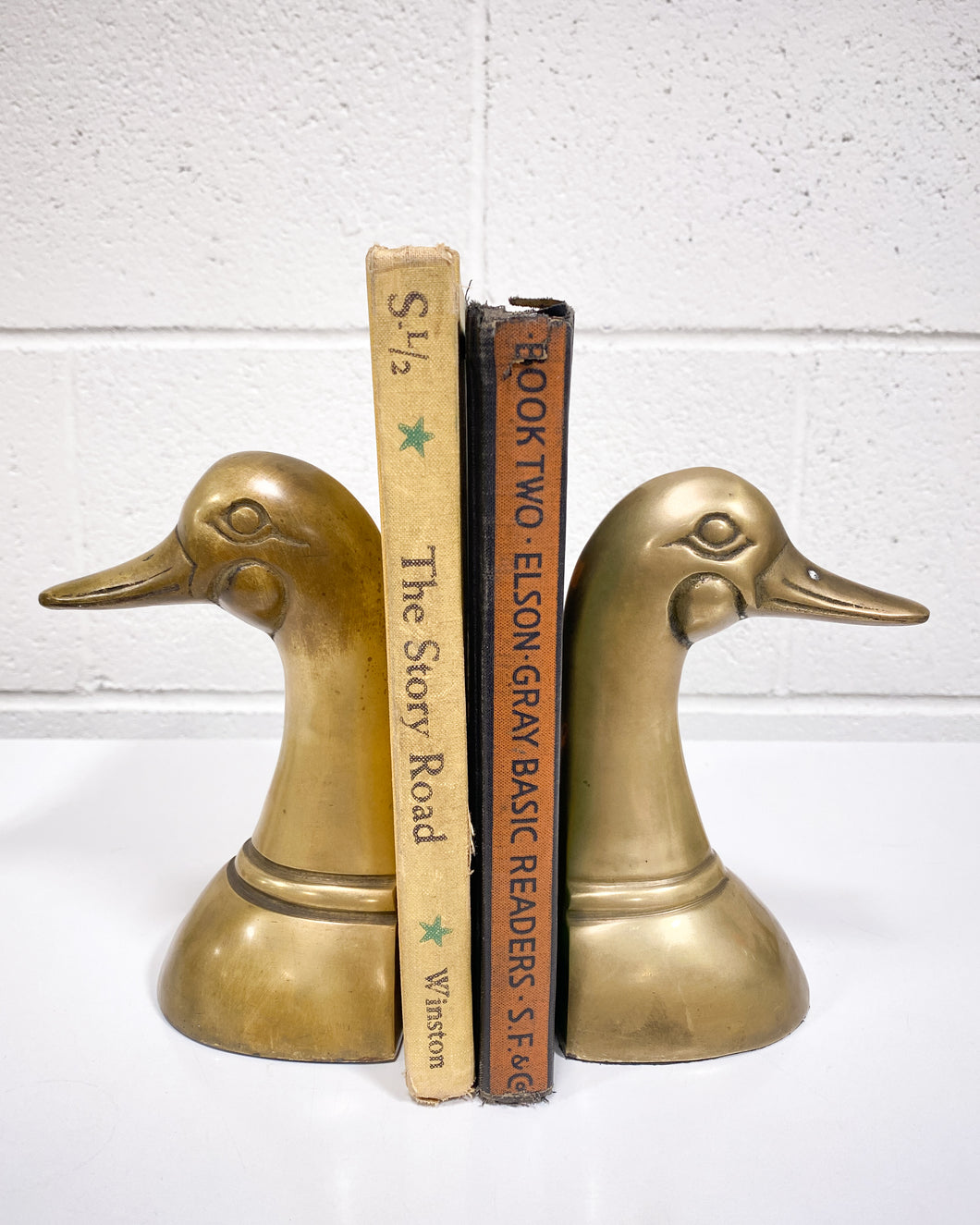 Vintage Pair of Brass Duck Bookends