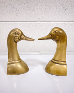 Vintage Pair of Brass Duck Bookends