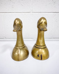 Vintage Pair of Brass Duck Bookends