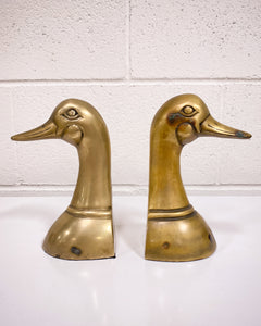 Vintage Pair of Brass Duck Bookends