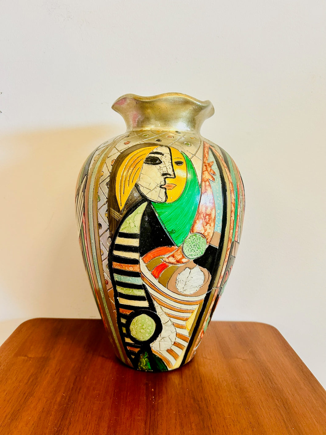 Tall Picassoesque Pottery Vase