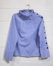 Load image into Gallery viewer, Striped Cotton Blouse with Black Buttons (L)
