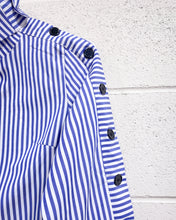 Load image into Gallery viewer, Striped Cotton Blouse with Black Buttons (L)
