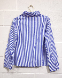 Striped Cotton Blouse with Black Buttons (L)