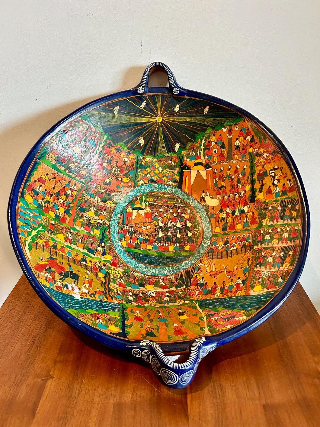 Hand Painted Folk Art Talavera Wedding Story Bowl