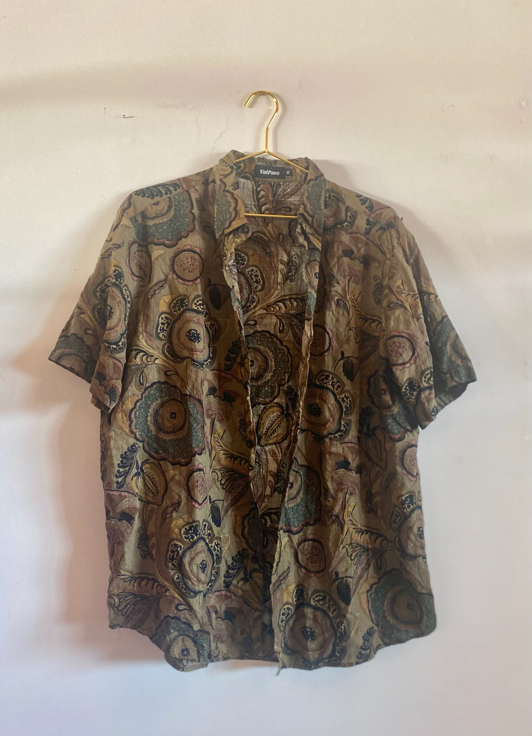 Brown Botanical Floral Hawaiian Shirt