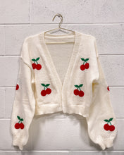 Load image into Gallery viewer, Cream Colored Cardigan with Cherries
