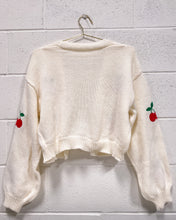 Load image into Gallery viewer, Cream Colored Cardigan with Cherries
