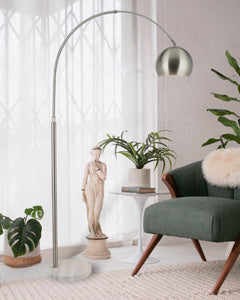 Brushed Chrome Arc Lamp