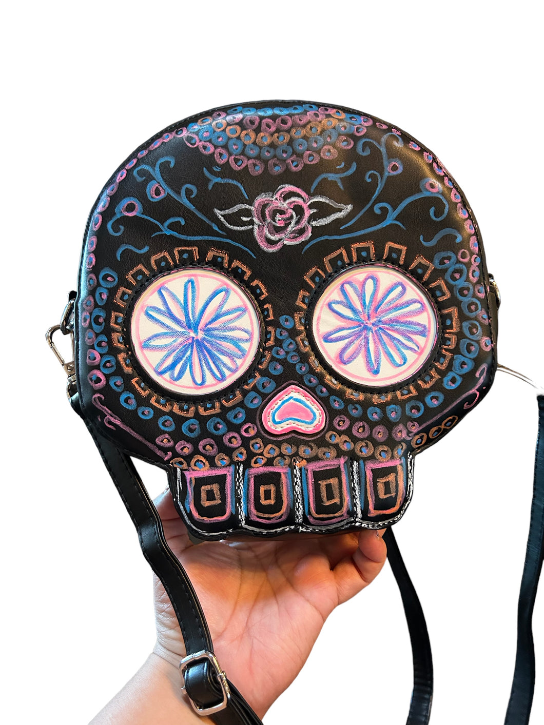 Calavera handpainted, one-of-a-kind purse