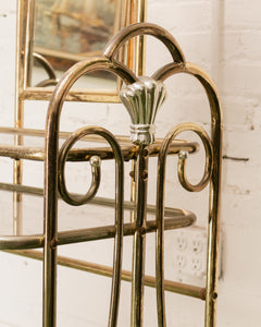 Vintage Brass and Glass Dressing Table with Matching Stool