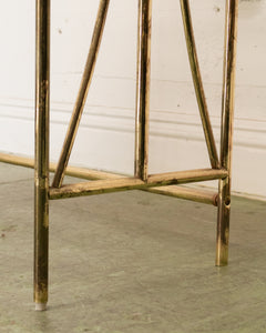 Vintage Brass and Glass Dressing Table with Matching Stool