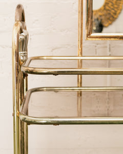 Vintage Brass and Glass Dressing Table with Matching Stool