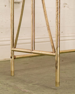 Vintage Brass and Glass Dressing Table with Matching Stool