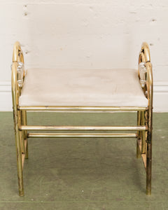 Vintage Brass and Glass Dressing Table with Matching Stool