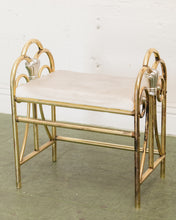 Load image into Gallery viewer, Vintage Brass and Glass Dressing Table with Matching Stool
