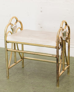 Vintage Brass and Glass Dressing Table with Matching Stool