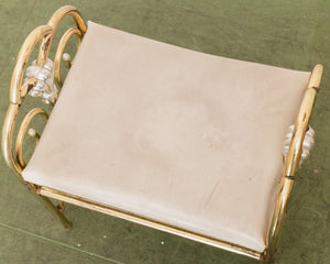 Vintage Brass and Glass Dressing Table with Matching Stool