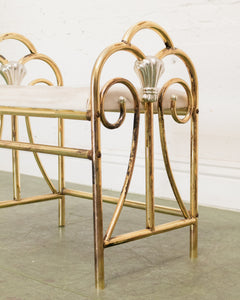 Vintage Brass and Glass Dressing Table with Matching Stool